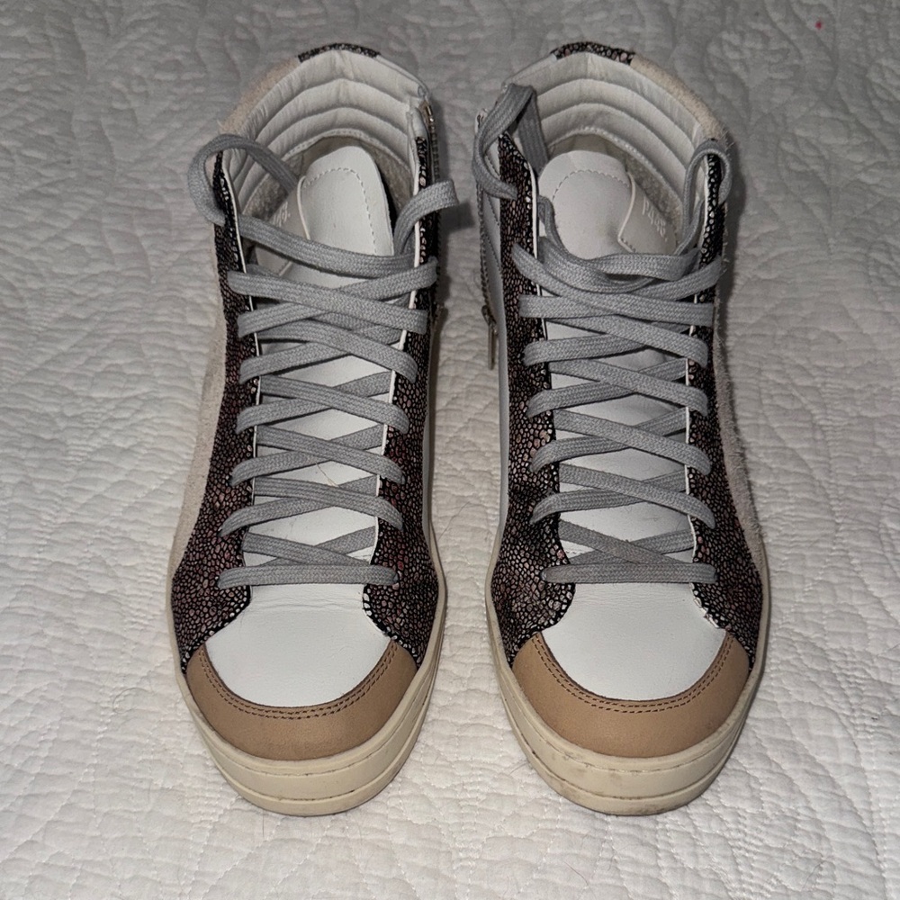 P448 Women's High-Top Sneakers in White and Brown